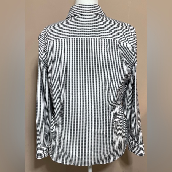 Foxcroft Navy Blue & White Vertical Stripe Button-Down Shirt - Picture 3 of 5